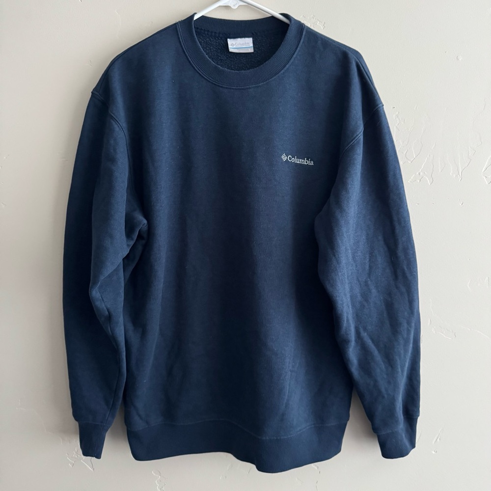Men’s Columbia Fleece Lined Crewneck Sweater - Large Navy Blue